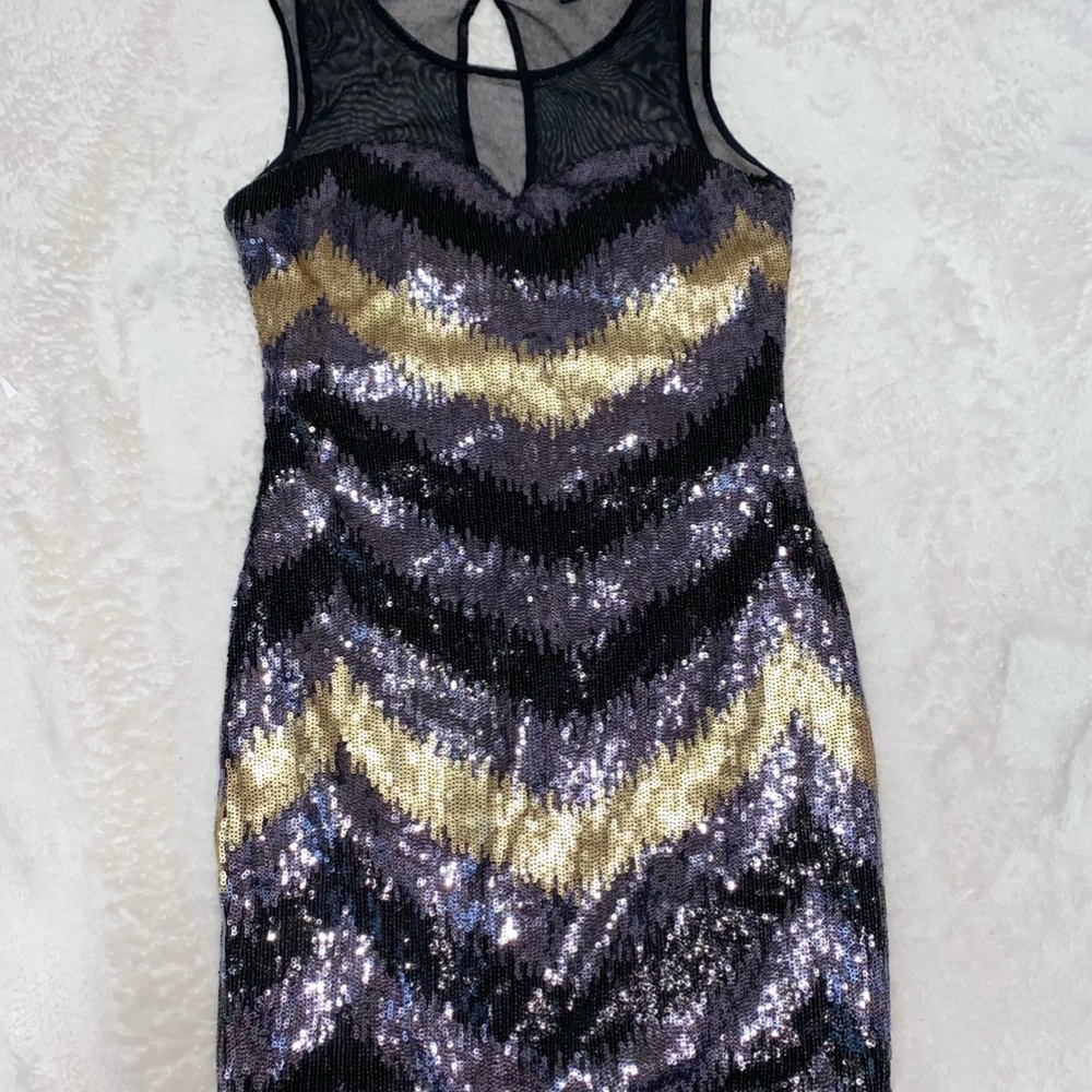 Sequins dress with mesh top